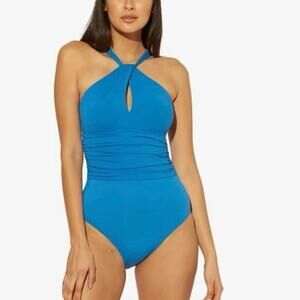 Bleu Rod Beattie MIRAMAR BLEU High-Neck Keyhole One-Piece Swimsuit Size 6